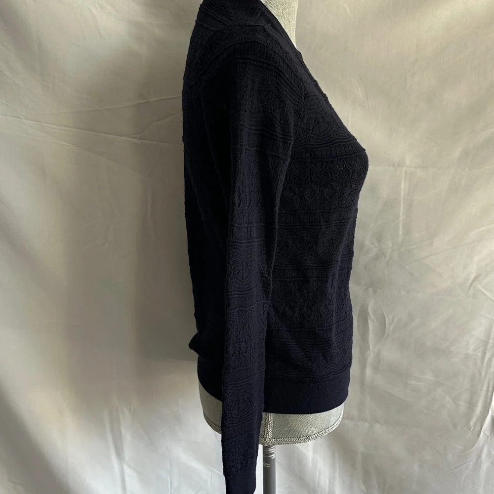 Sezane Lyna Jumper Knit Henley, in Navy - Picture 5 of 12